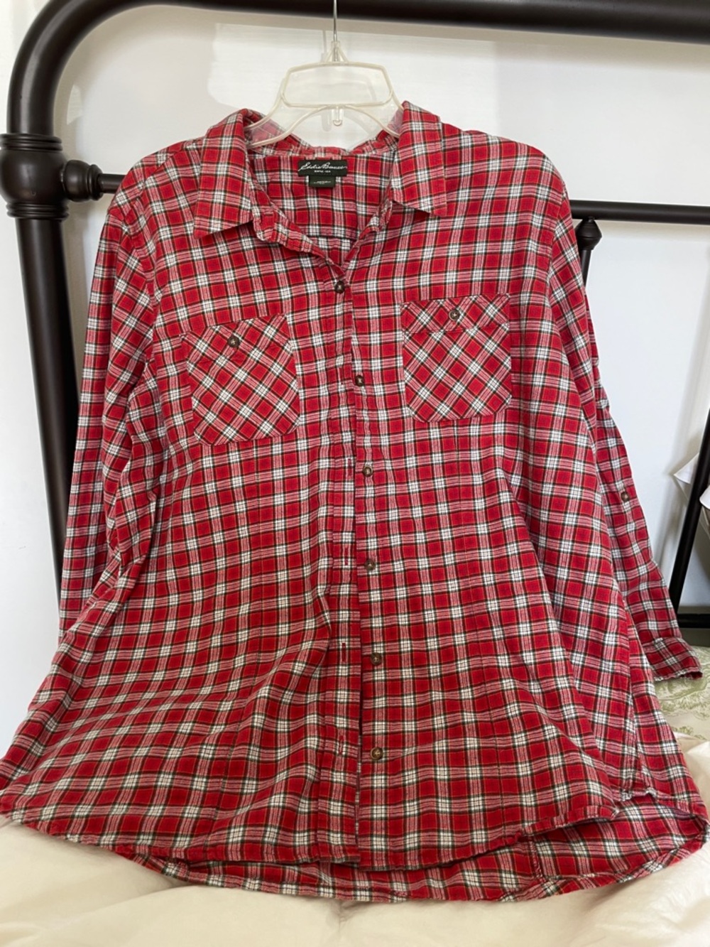 Eddie Bauer Red Plaid Button-Up Shirt